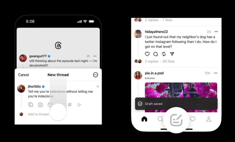 Threads Rolls Out New Feature to Save Drafts, Allows Users to Take Photos Within the App