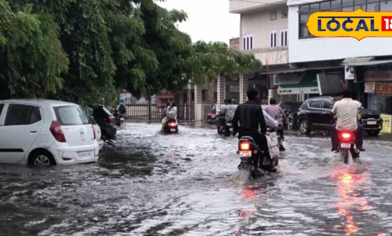 भीलवाड़ा में मूसलाधार बारिश, सड़क दरिया बनी, रास्त जाम, तापमान में आई गिरावट