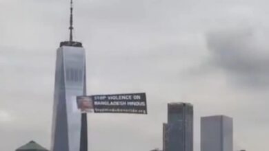 Airline Banner Over New York City Calls To Stop Violence On Bangladesh Hindus