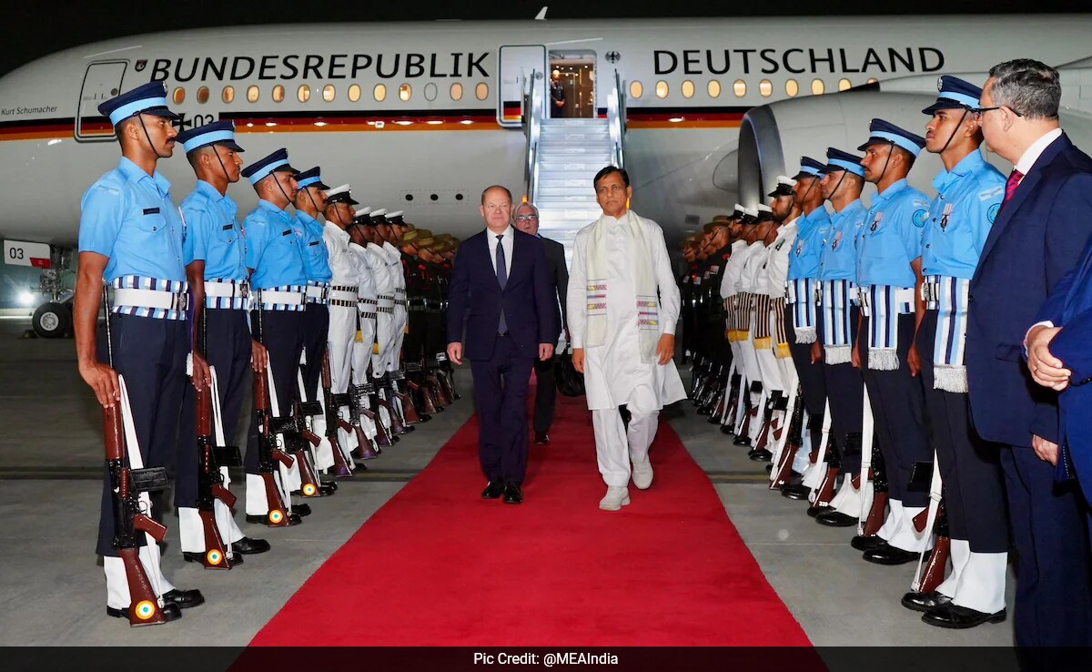German Chancellor Olaf Scholz Arrives In Delhi, To Hold Strategic Talks With PM
