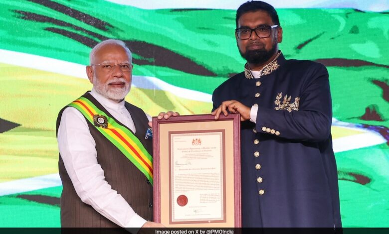 PM Modi Conferred With Guyana's Highest National Award 'The Order Of Excellence'