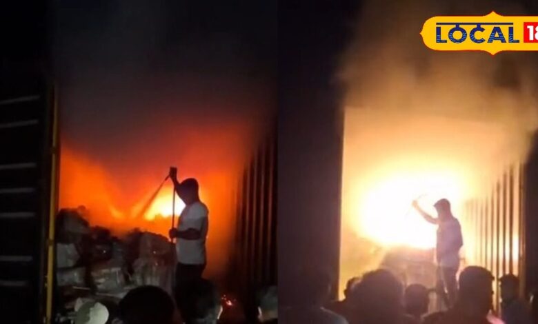 पेट्रोल पंप थी बगल में...अचानक ट्रक में लग गई भयंकर आग...ऐसा हो गया माहौल...पाली की है घटना