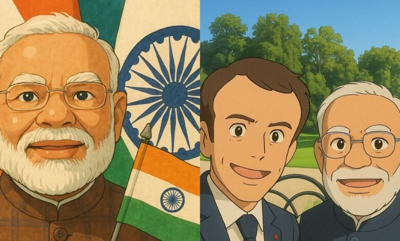 Ghibli ट्रेंड में शामिल हुए PM मोदी, ट्रंप और मैक्रों के साथ पोस्ट की तस्वीर