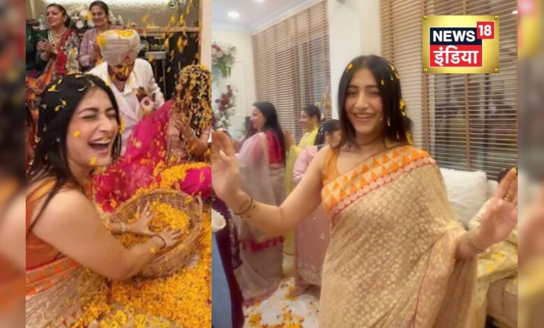धनश्री वर्मा ने फूलों से खेली होली, कीर्तन में नेहा कक्कड़ संग खूब नाचीं – News18 हिंदी