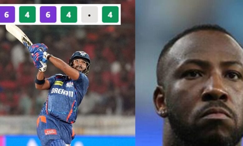 4,4,6,4,6... निकोलस पूरन ने तो आंद्रे रसेल की धज्जियां उड़ा दी, एक ओवर में कूटा डाले 24 रन