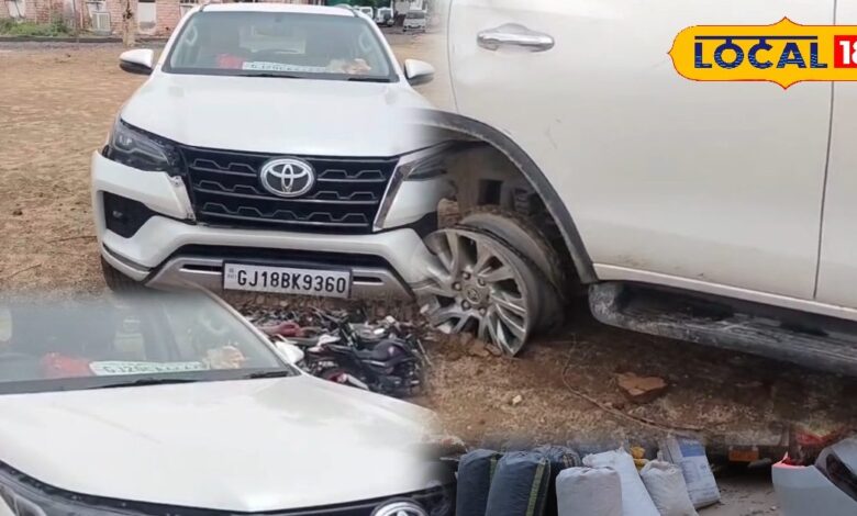 The game of thief and police was played in Pali in a filmy style, police kept chasing the luxury car, the smuggler kept driving the car even after the tyre burst