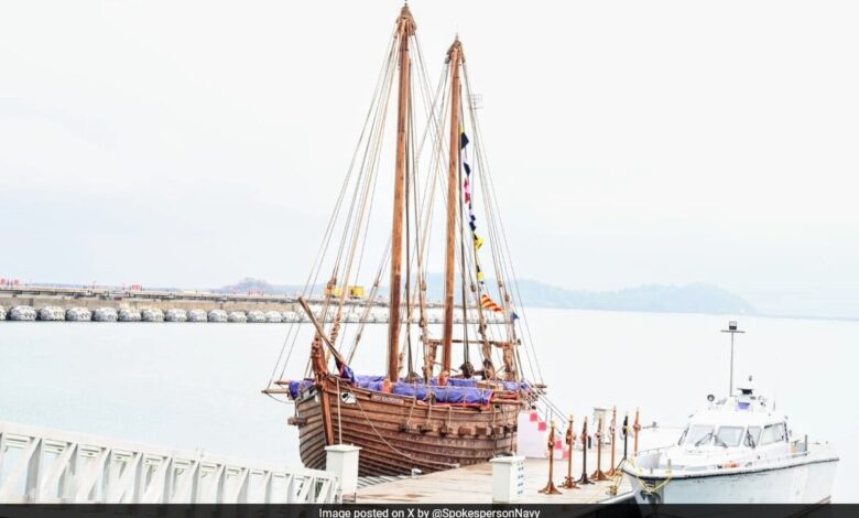 Navy Inducts Traditionally Built Stitched Ship INSV Kaundinya, A Recreation Of 5th Century Vessel