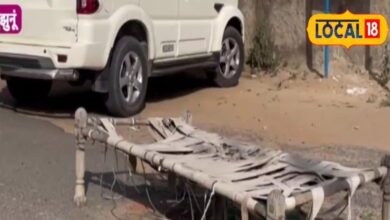 drain on road broke a cot placed on top see jhunjhunu viral video