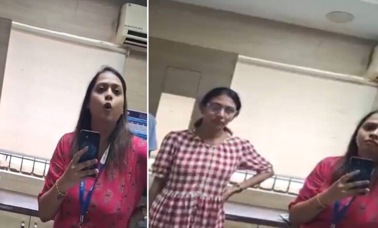 'यह भारत है, मैं हिंदी में ही बोलूंगी...' SBI बैंक मैनेजर ने किया कन्नड़ बोलने से इनकार, वीडियो वायरल होते ही एक्शन - This Is India will speak only hindi Bengaluru SBI Branch Manager Refuses To Speak Kannada immediately Transferred After Public Spat video went viral