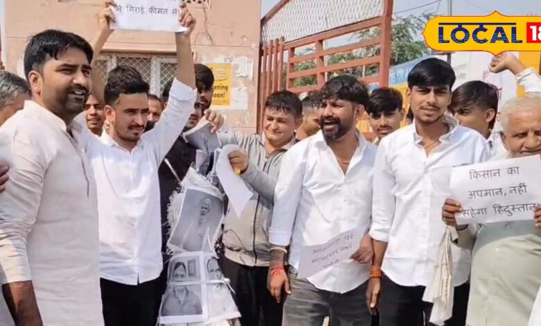 अलवर में प्याज के दाम गिरने पर किसानों ने मंडी में किया प्रदर्शन...एमएसपी लागू करने की मांग