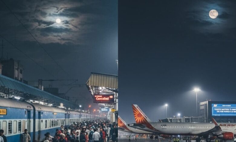 खराब मौसम और भीड़ ने बिगाड़ा जमीन से लेकर आसमान तक का ट्रांसपोर्ट सिस्टम