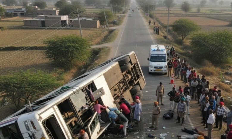 Hanumangarh Bus Accident News: Sangaria Mankasar Bus Overturns