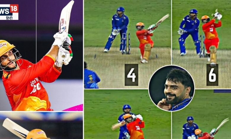 ILT20 Azmatullah Omarzai Pathum Nissanka Rashid Khan: बाप रे बाप... राशिद खान की ऐसी पिटाई नहीं देखी होगी, एक ओवर में लुटाए 23 रन, उमरजई-निसांका की विस्फोट बैटिंग