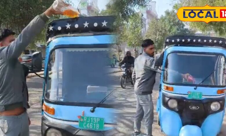 बैटरी खराबी से नाराज ई-रिक्शा चालक बोला “सुनी नहीं शिकायत”, जोधपुर में शोरूम के बाहर ऑटो को लगाई आग