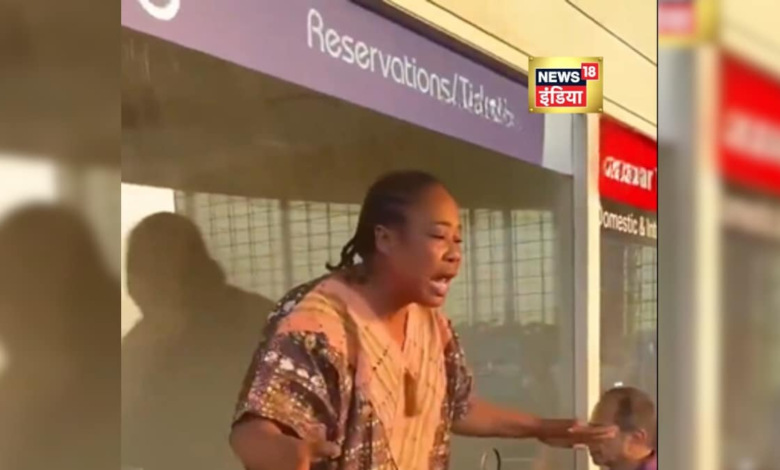 मुंबई एयरपोर्ट पर अफ्रीकी महिला का गुस्सा फूटा, इंडिगो फ्लाइट रद्द होने पर स्टाफ से भिड़ी, देखें वायरल वीडियो