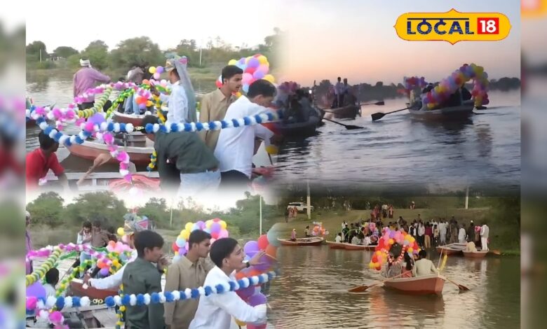 लग्जरी कार छोड़ देसी अंदाज़, नाव बनी सवारी, पानी के रास्ते दूल्हे की अनोखी एंट्री, वीडियो वायरल – News18 हिंदी