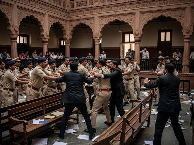 जोधपुर में पुलिस और वकील भिड़े, जमकर हुई तकरार, कोर्ट में मच गई अफरातफरी