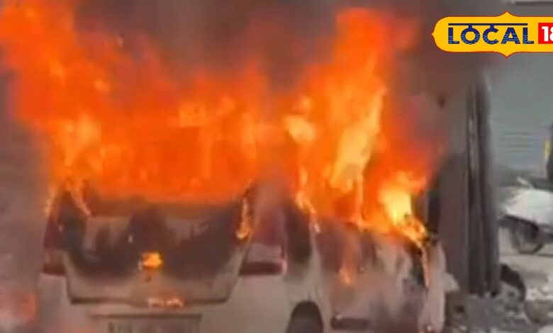 जोधपुर में सड़क किनारे खड़ी कार बनी आग का गोला, कुछ ही मिनटों में जलकर हुई पूरी तरह खाक, देखें वीडियो