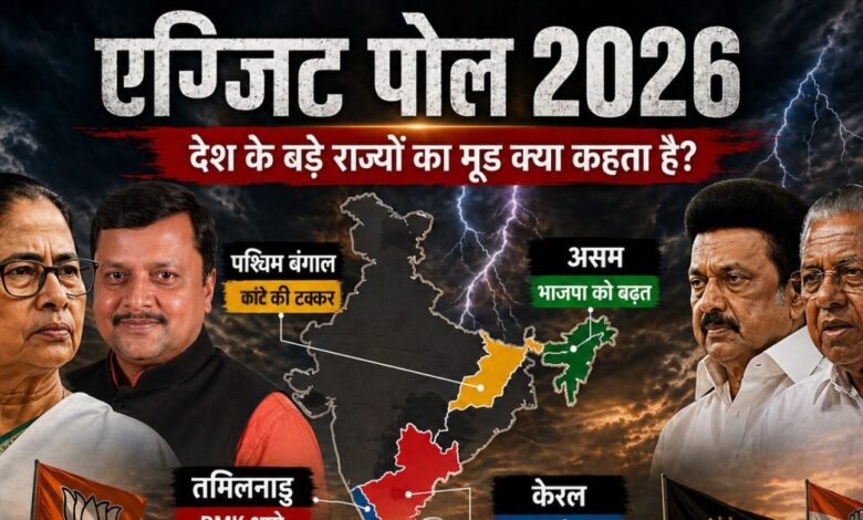 Exit Polls 2026 | Exit Poll Results | एग्जिट पोल लाइव: बंगाल और असम में बीजेपी सरकार! एग्जिट पोल्स का अनुमान, तमिलनाडु में TVK गेमचेंजर
