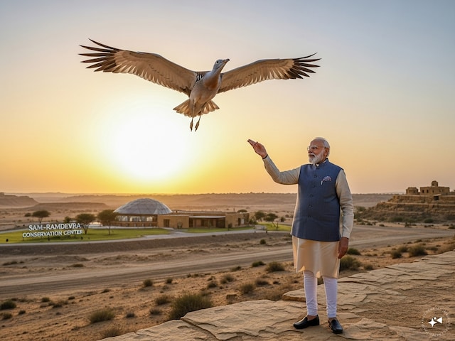 PM मोदी ने जैसलमेर गोडावण संरक्षण की तारीफ की, संख्या 79 पहुंची
