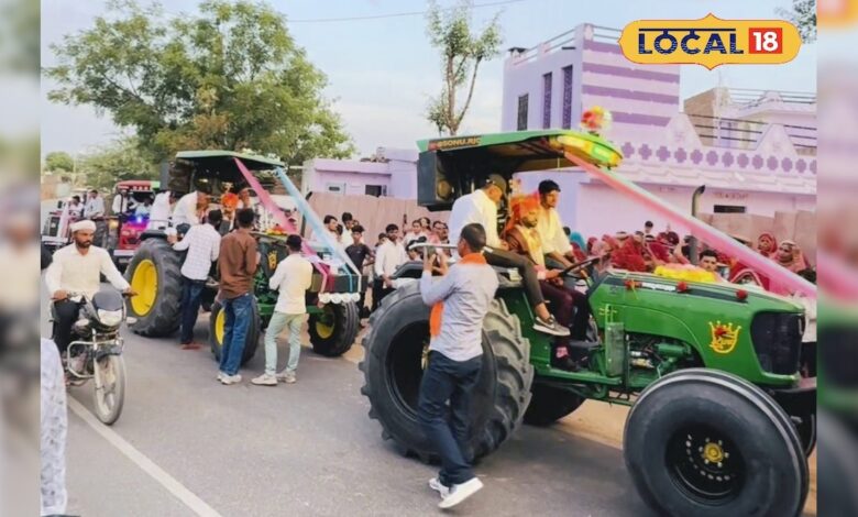 बीकानेर की अनोखी बारात, लग्ज़री गाड़ियों को छोड़ 85 ट्रैक्टरों पर निकली बारात