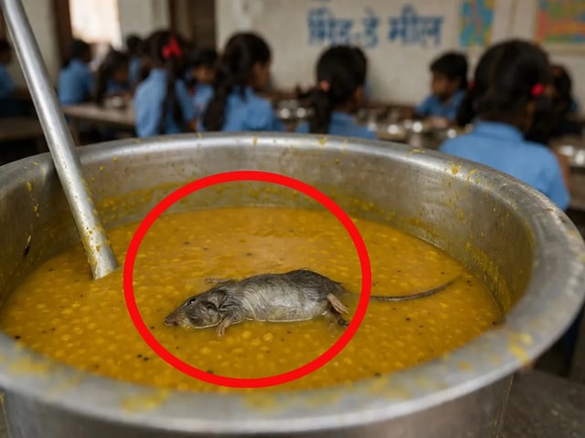 स्कूल की रसोई से निकली डराने वाली तस्वीर, मिड-डे मील की दाल से मरा चूहा मिला!