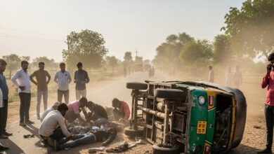 बांसवाड़ा में दर्दनाक हादसा, अनियंत्रित होकर पलटा ऑटो, 15 घायल और एक की मौत
