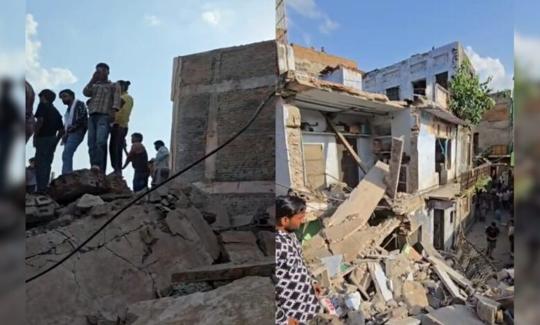 देखिए चंद सेकंड में कैसे भरभराकर ढहा तीन मंजिला मकान, दिल दहला देगा कोटा का यह वीडियो