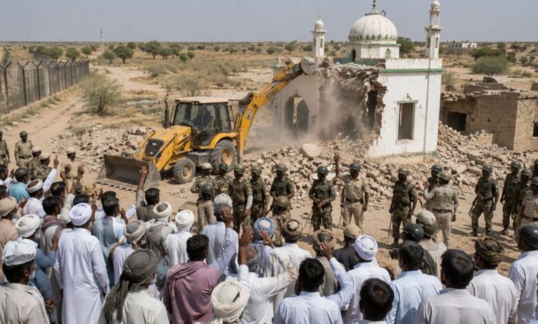 Barmer Encroachment: बाड़मेर सरहद पर हटा अतिक्रमण, मस्जिद गिराने का आरोप