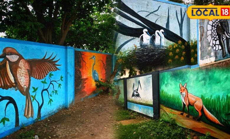 दीवारों पर उतरा केवलादेव नेशनल पार्क, दुर्लभ पक्षियों की कलाकृतियां देख रुक रहे हैं लोग
