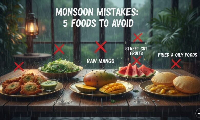 बारिश के मौसम में भूलकर भी न खाएं ये 5 चीजें, वरना बिगड़ सकती है सेहत!