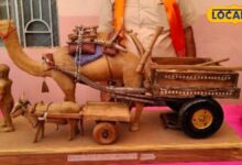 बीकानेर के कलाकार मदनलाल सुथार ने लकड़ी से बनाया ऊंट गाड़ा, कीमत ₹1.10 लाख