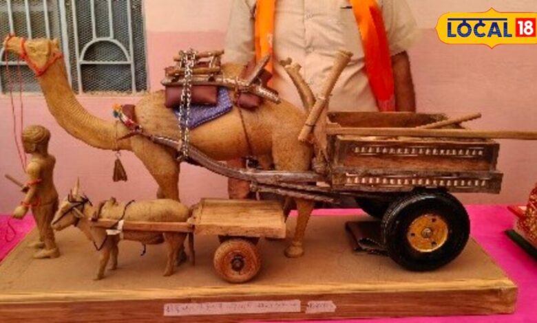 बीकानेर के कलाकार मदनलाल सुथार ने लकड़ी से बनाया ऊंट गाड़ा, कीमत ₹1.10 लाख