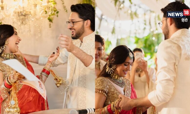 शादी के बंधन में बंधे आकांक्षा रंजन और शरण शर्मा, घर पर की रजिस्टर्ड मैरिज, वायरल हुईं कपल की वेडिंग फोटोज