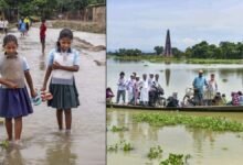 Assam Flood Photos: हाथ में चप्पल, सीने से लिपटी किताबें... असम में बाढ़ के दर्द को बयां करती 7 तस्वीरें