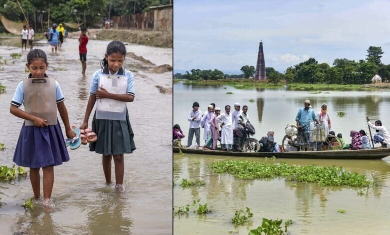 Assam Flood Photos: हाथ में चप्पल, सीने से लिपटी किताबें... असम में बाढ़ के दर्द को बयां करती 7 तस्वीरें