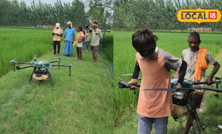 बहराइच में ड्रोन उड़ाकर भीष्म पितामह बचा रहे किसानों की फसल, खर्चा 400 रूपये प्रति एकड़, जाने पूरी प्रक्रिया